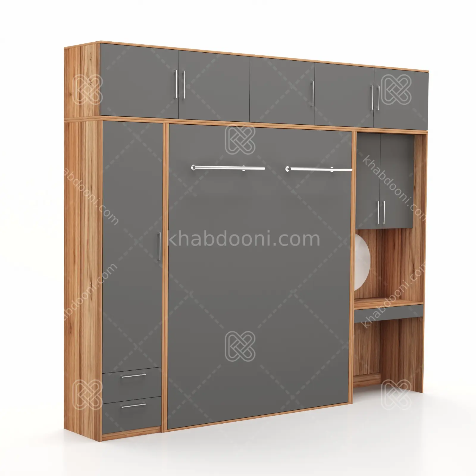 تخت تاشو عمودی دو نفره طول 300 کد 102 نوک مدادی گردویی