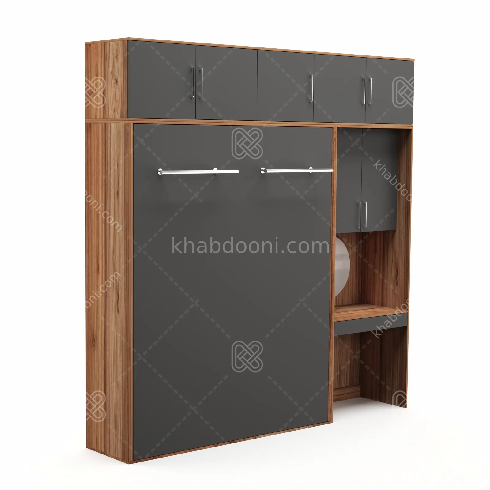 تخت تاشو عمودی دو نفره طول 250 کد 104 نوک مدادی گردویی