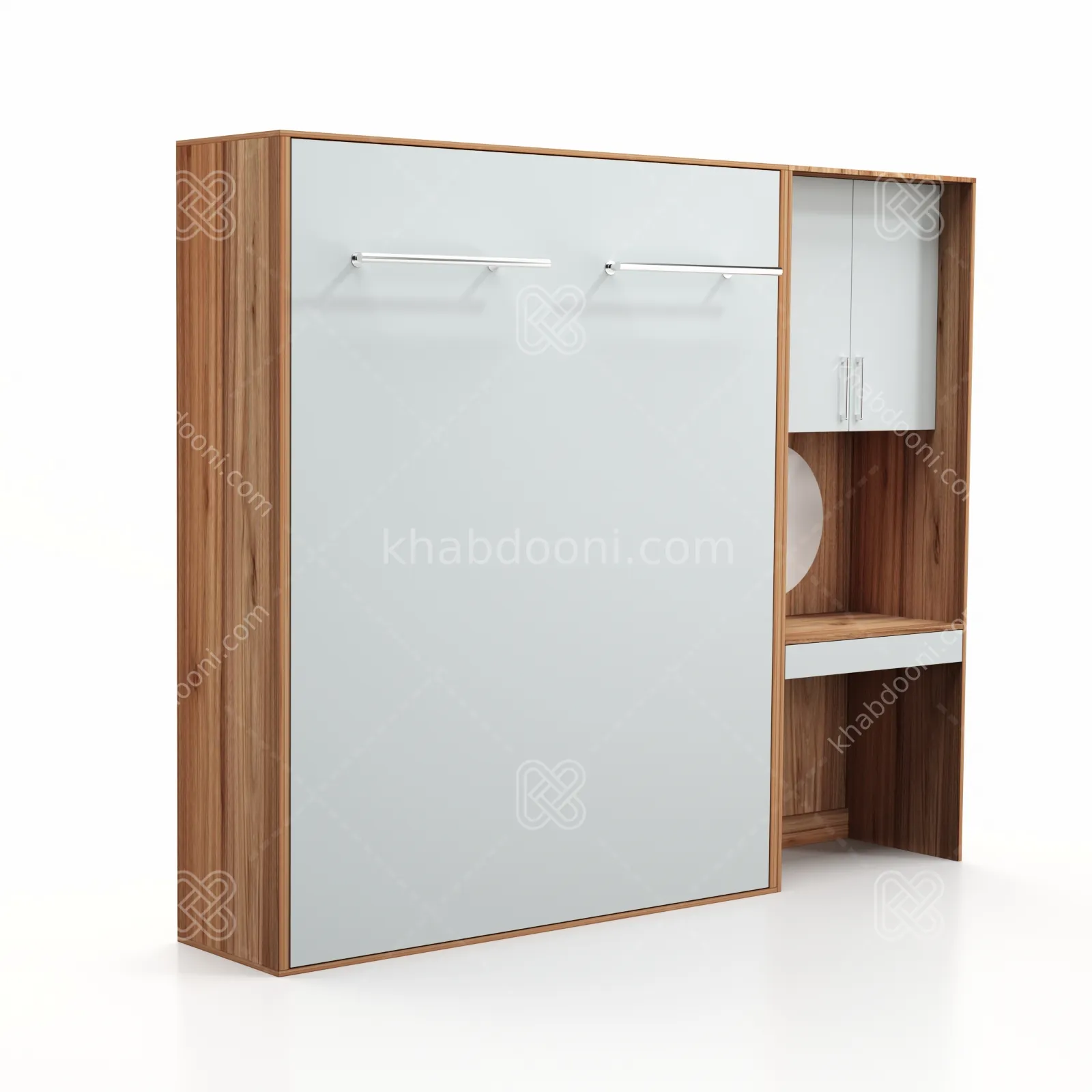 تخت تاشو عمودی دو نفره طول 250 کد 105 طوسی گردویی