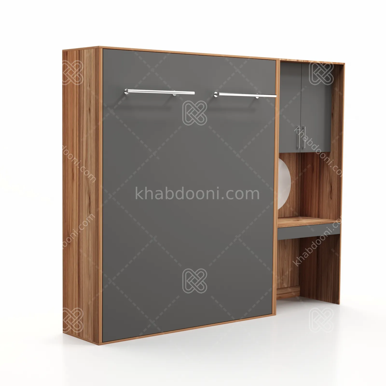 تخت تاشو عمودی دو نفره طول 250 کد 105 نوک مدادی گردویی