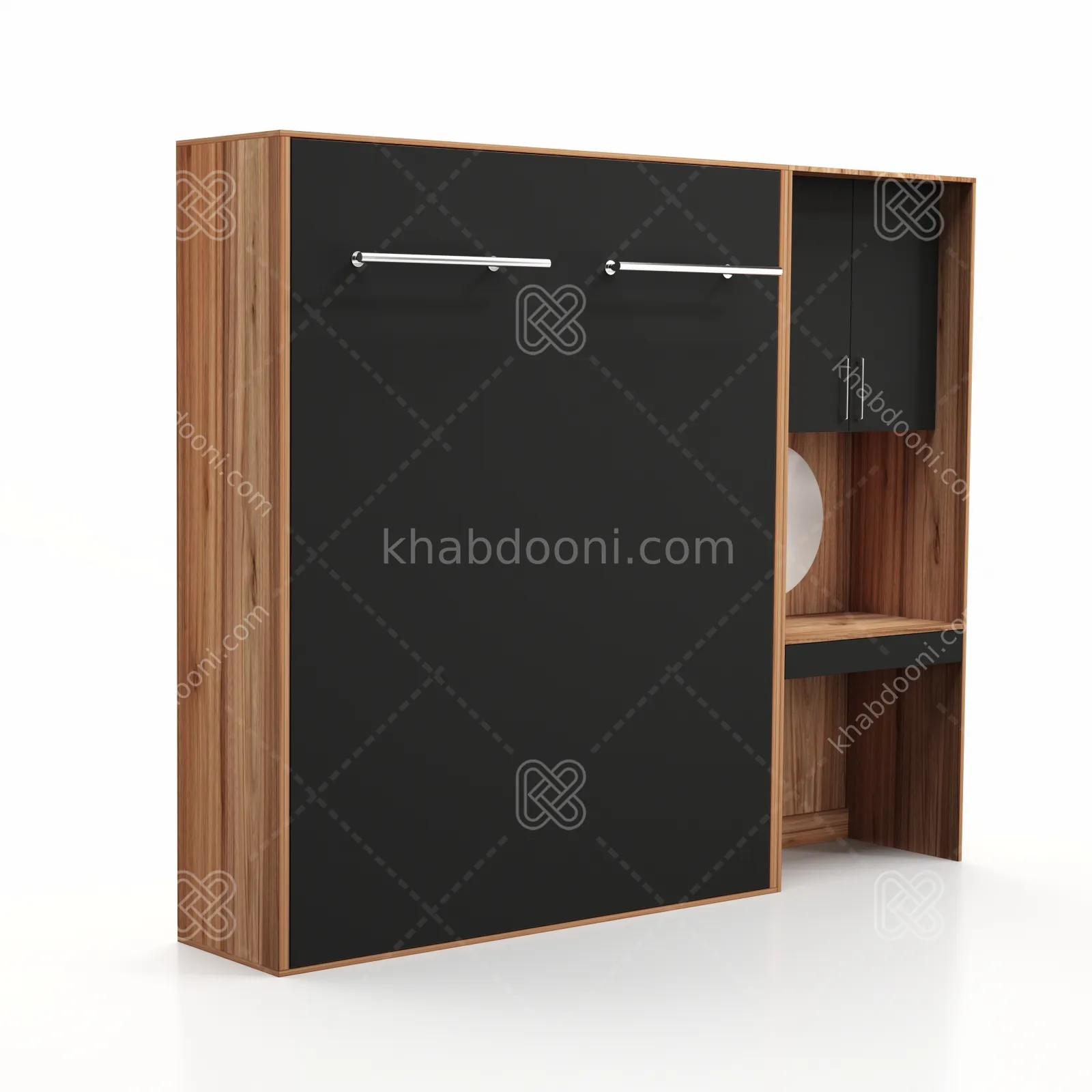 تخت تاشو عمودی دو نفره طول 250 کد 105 مشکی گردویی