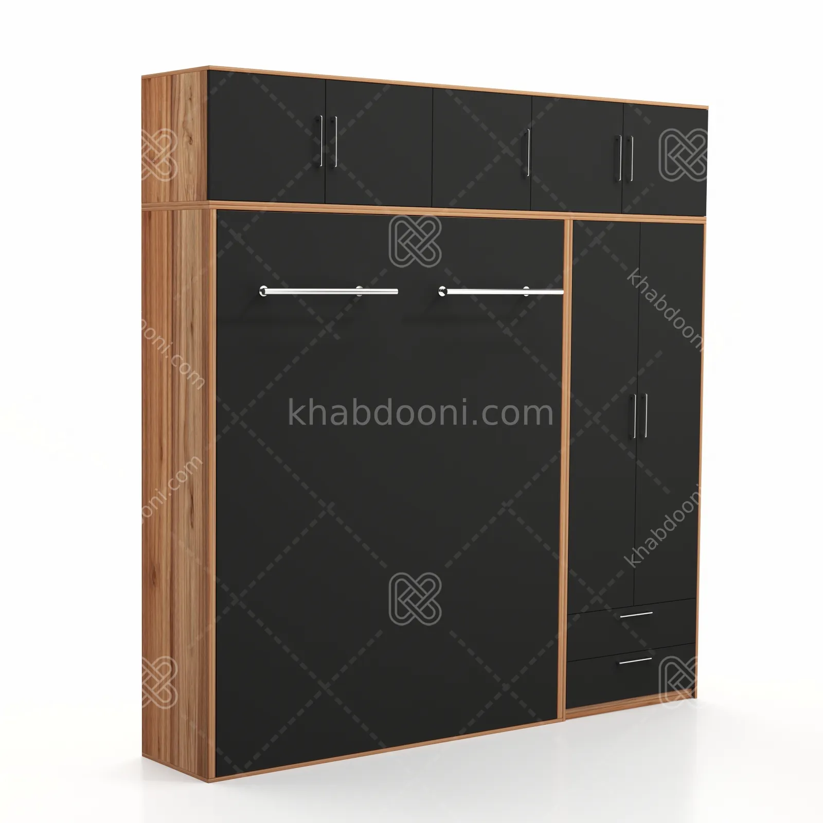 تخت تاشو عمودی دو نفره طول 250 کد 106 مشکی گردویی