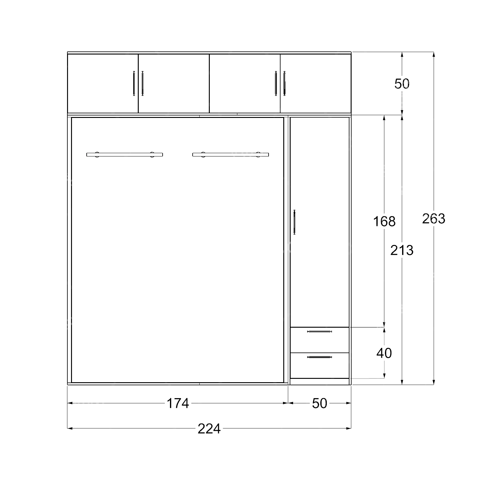 تخت تاشو عمودی دو نفره طول 225 کد 108 سایر