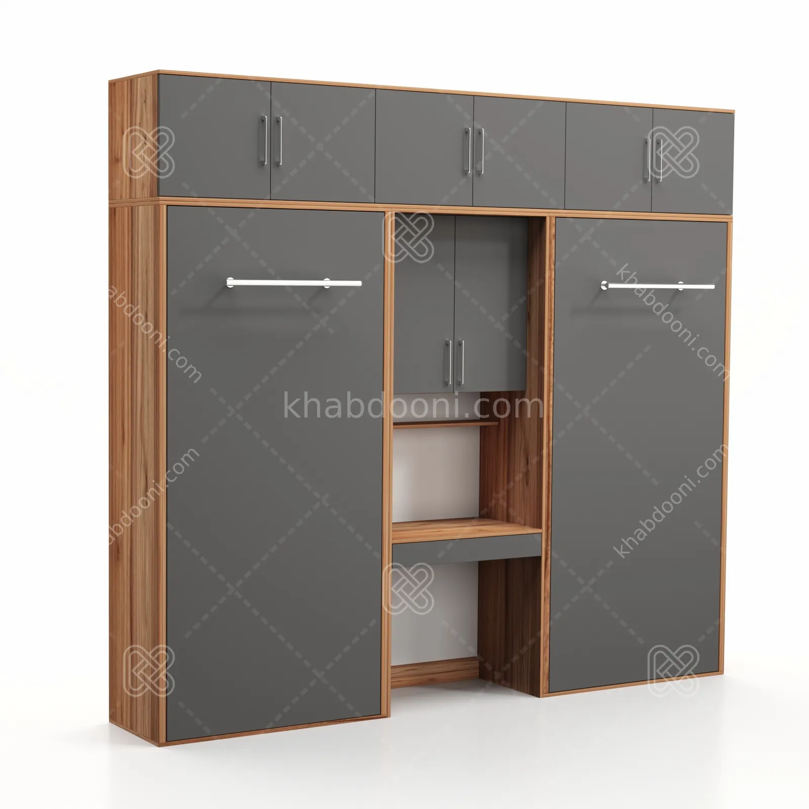 تخت تاشو عمودی دو نفره طول 290 کد 111 نوک مدادی گردویی