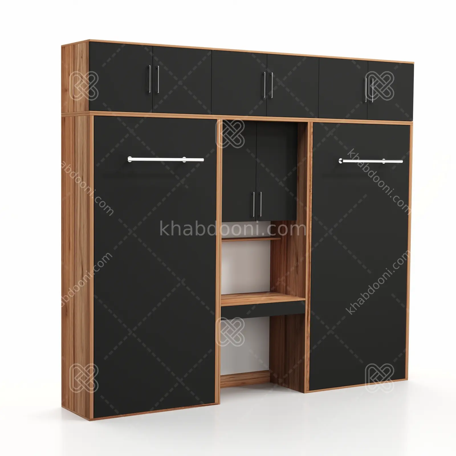 تخت تاشو عمودی دو نفره طول 290 کد 111 مشکی گردویی