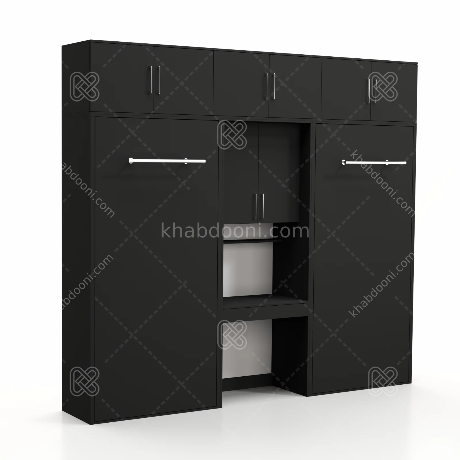 تخت تاشو عمودی دو نفره طول 290 کد 111 مشکی