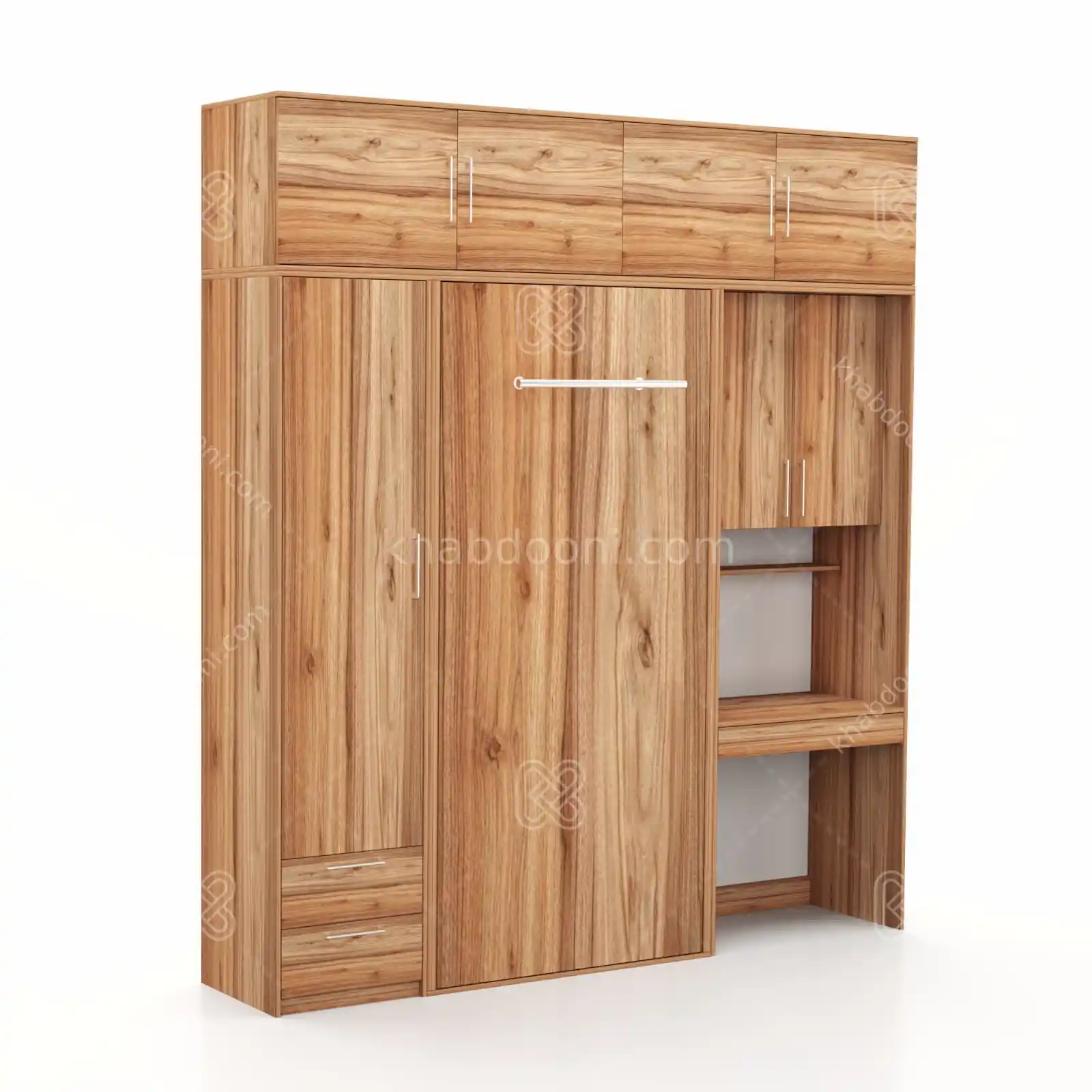 تخت تاشو عمودی تک نفره طول 235 کد 114 گردویی