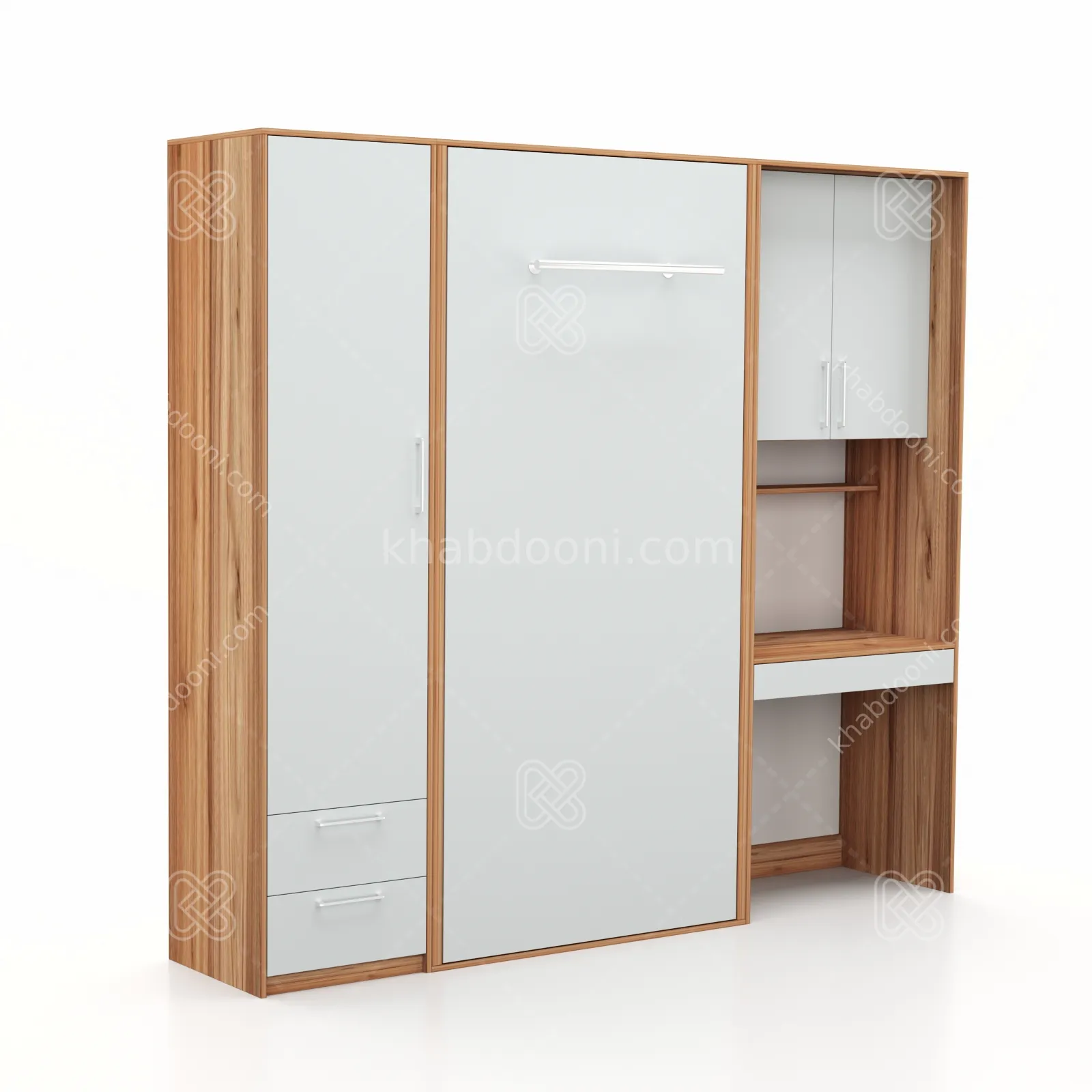 تخت تاشو عمودی تک نفره طول 235 کد 115 طوسی گردویی