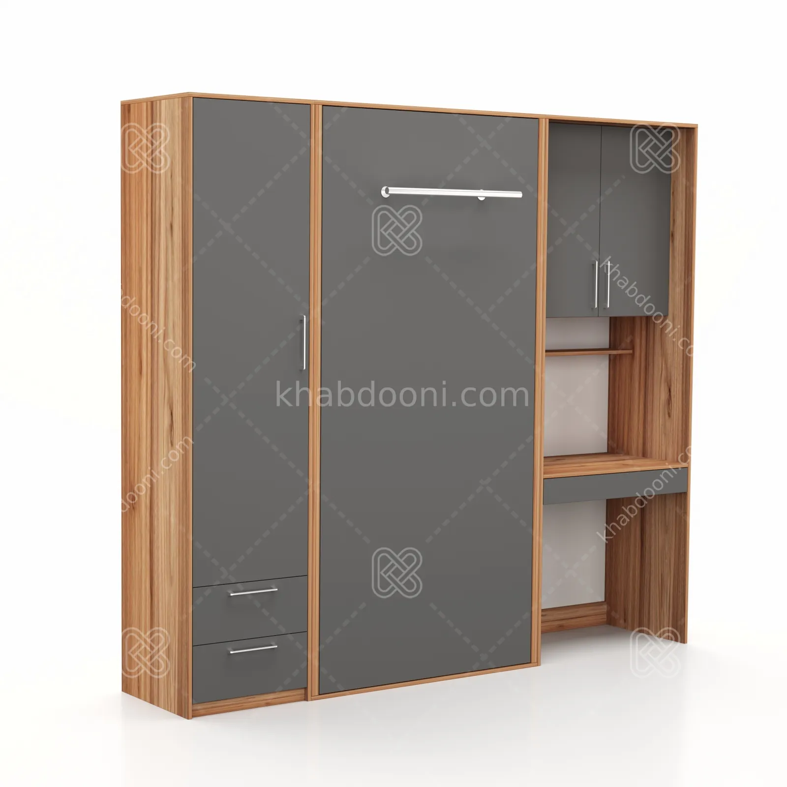 تخت تاشو عمودی تک نفره طول 235 کد 115 نوک مدادی گردویی