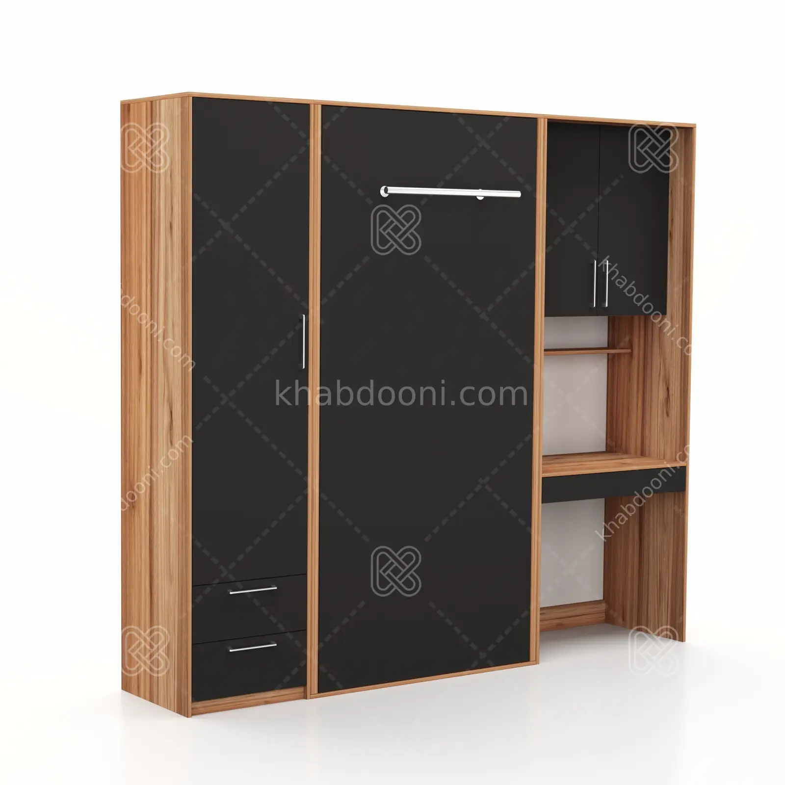تخت تاشو عمودی تک نفره طول 235 کد 115 مشکی گردویی