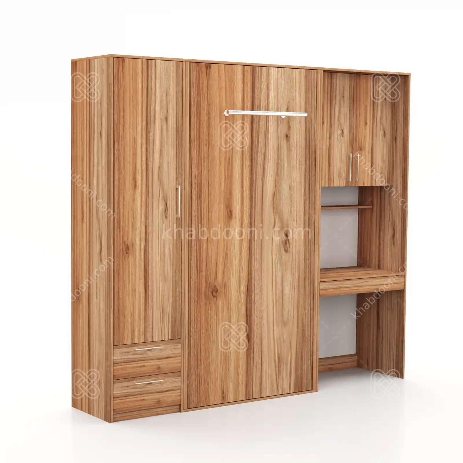 تخت تاشو عمودی تک نفره طول 235 کد 115 گردویی