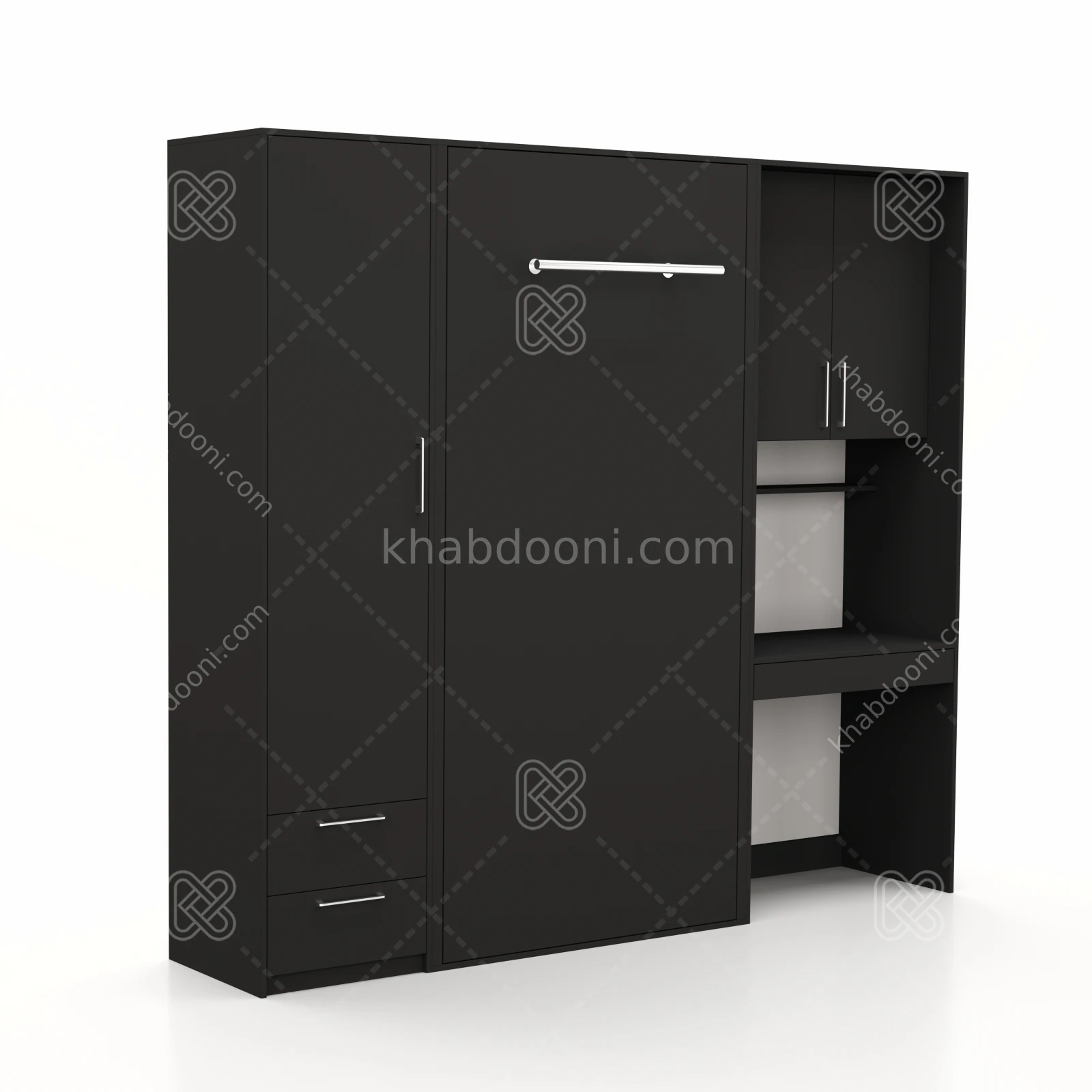 تخت تاشو عمودی تک نفره طول 235 کد 115 مشکی