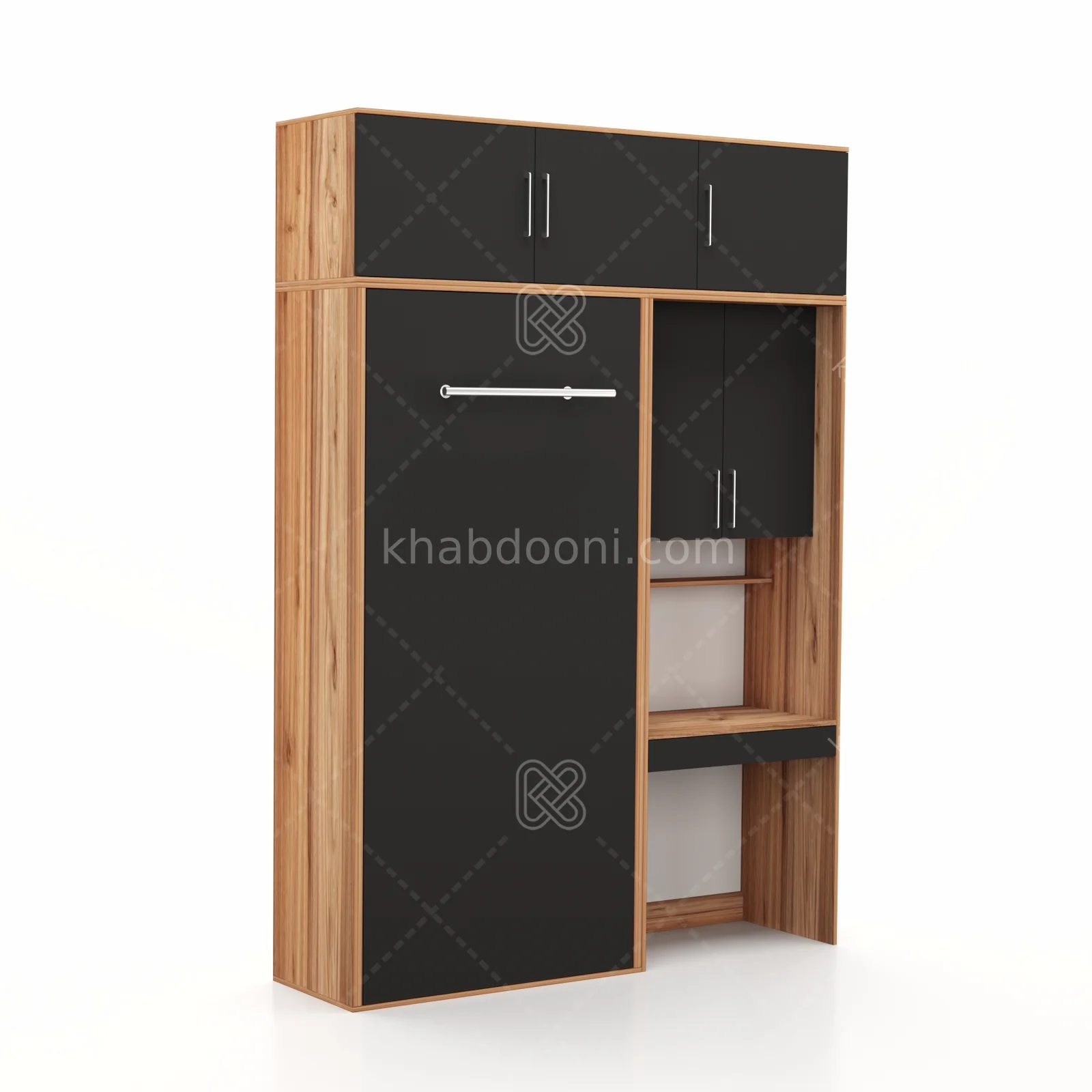 تخت تاشو عمودی تک نفره طول 185 کد 116 مشکی گردویی