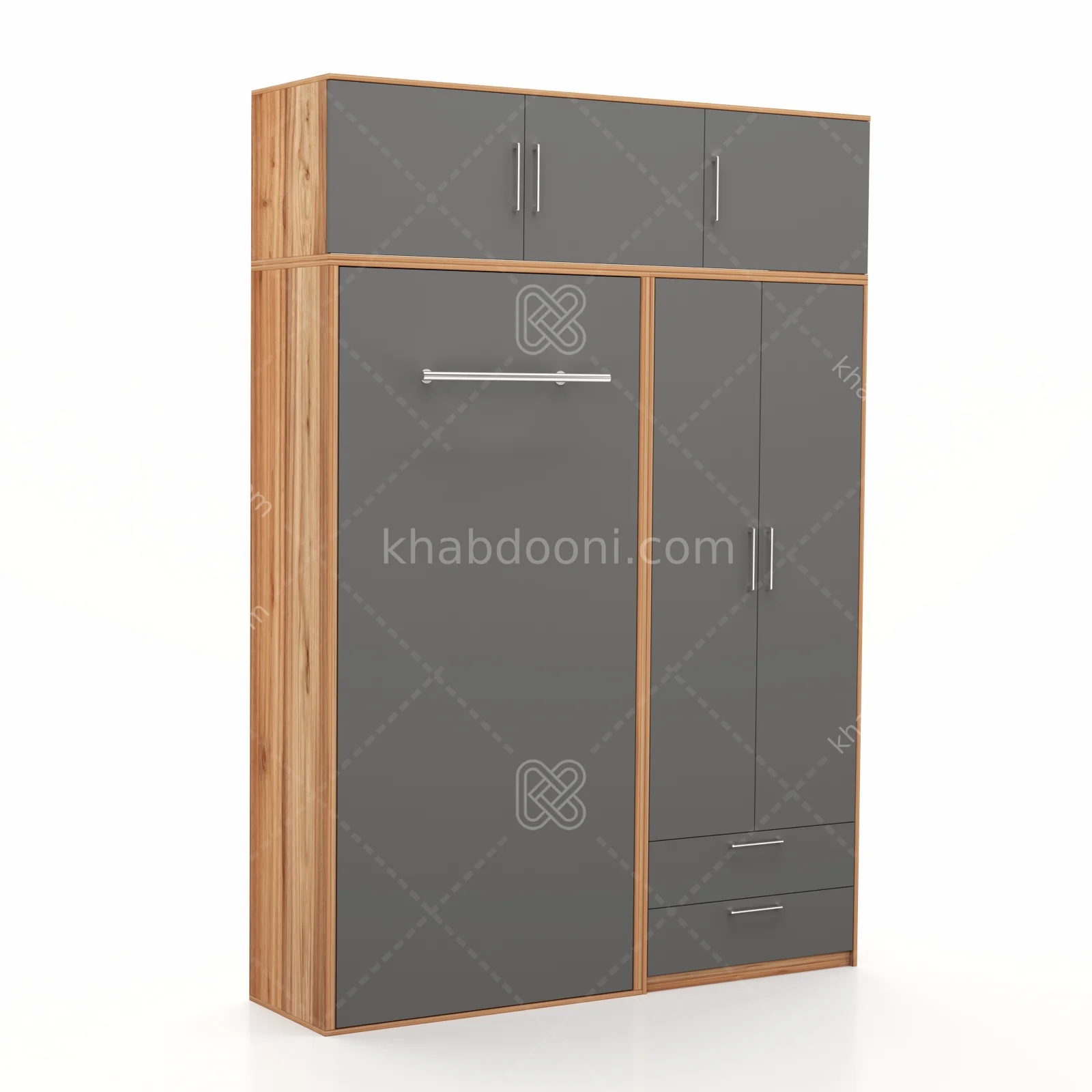 تخت تاشو عمودی تک نفره طول 185 کد 118 نوک مدادی گردویی
