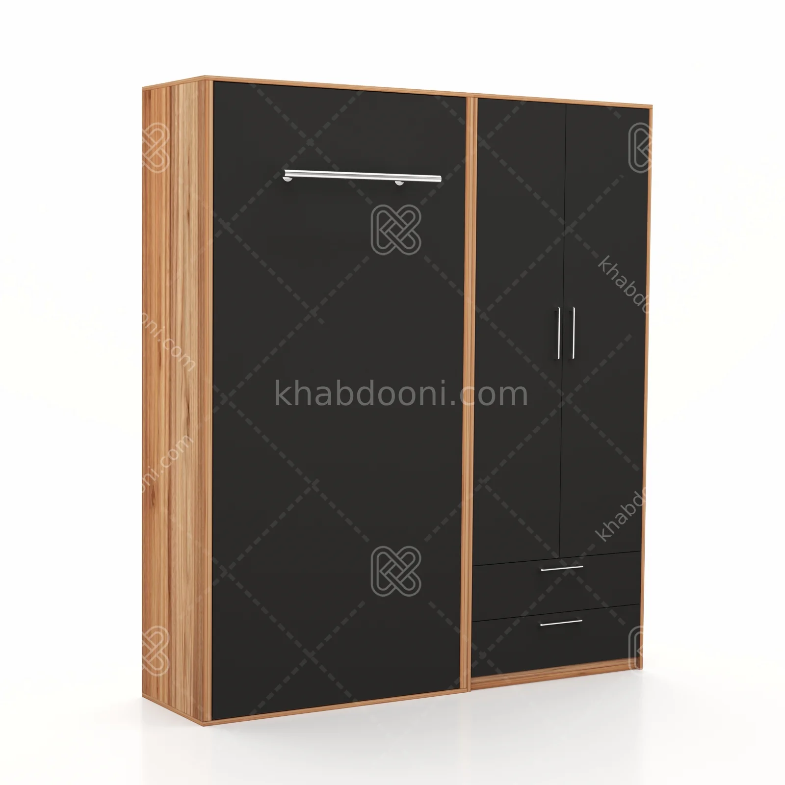 تخت تاشو عمودی تک نفره طول 185 کد 119 مشکی گردویی