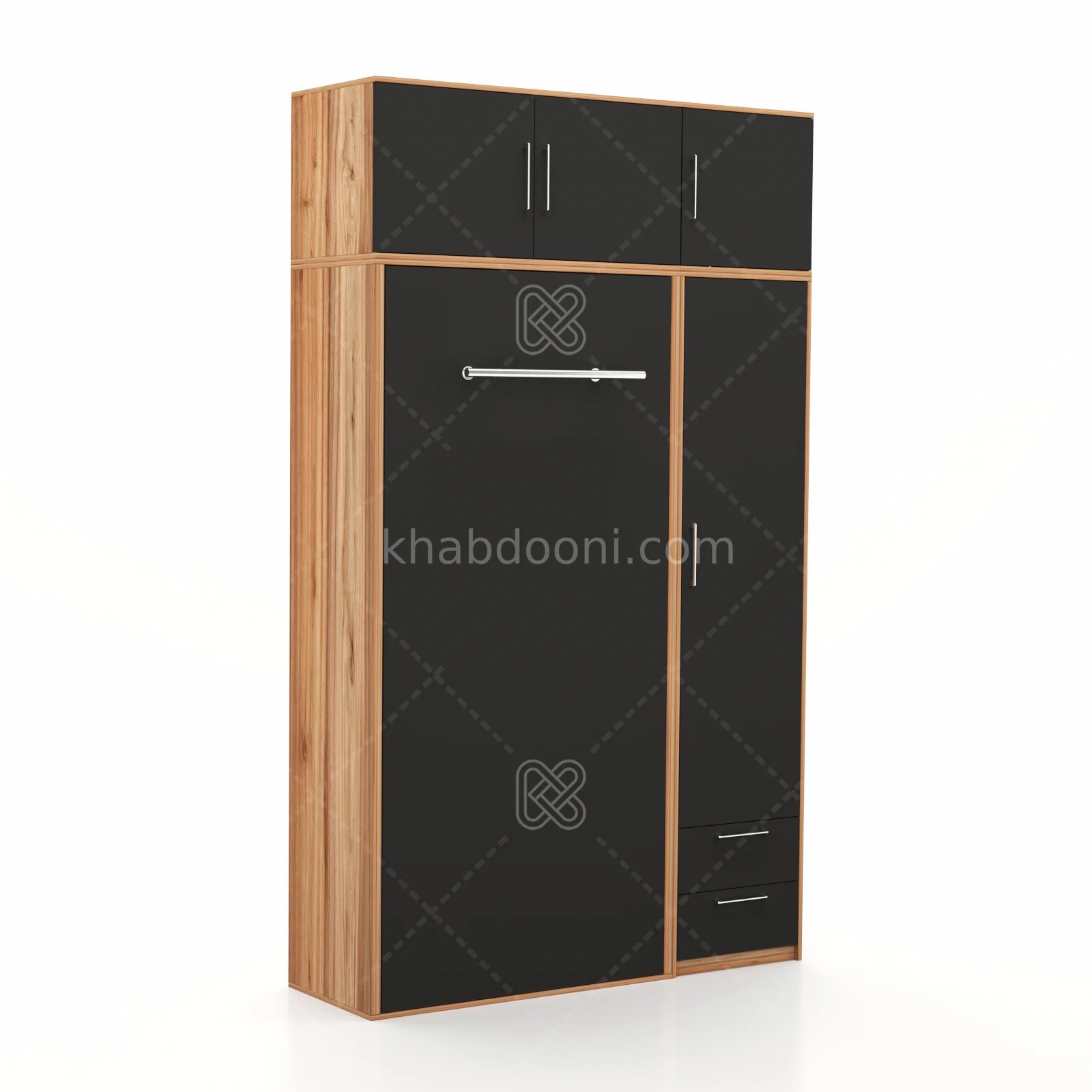 تخت تاشو عمودی تک نفره طول 155 کد 120 مشکی گردویی