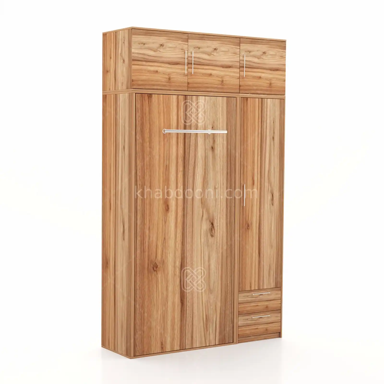تخت تاشو عمودی تک نفره طول 155 کد 120 گردویی