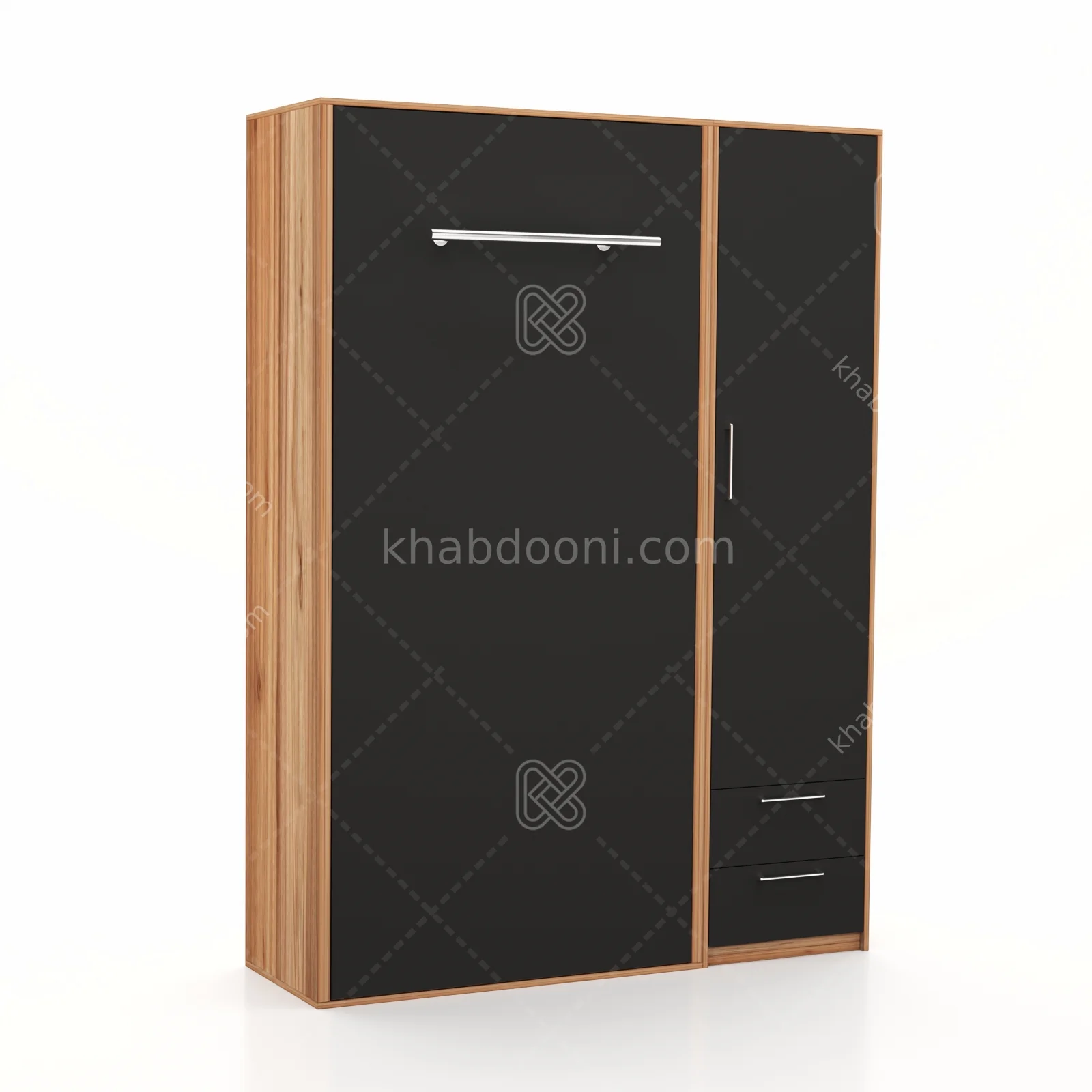 تخت تاشو عمودی تک نفره طول 155 کد 121 مشکی گردویی