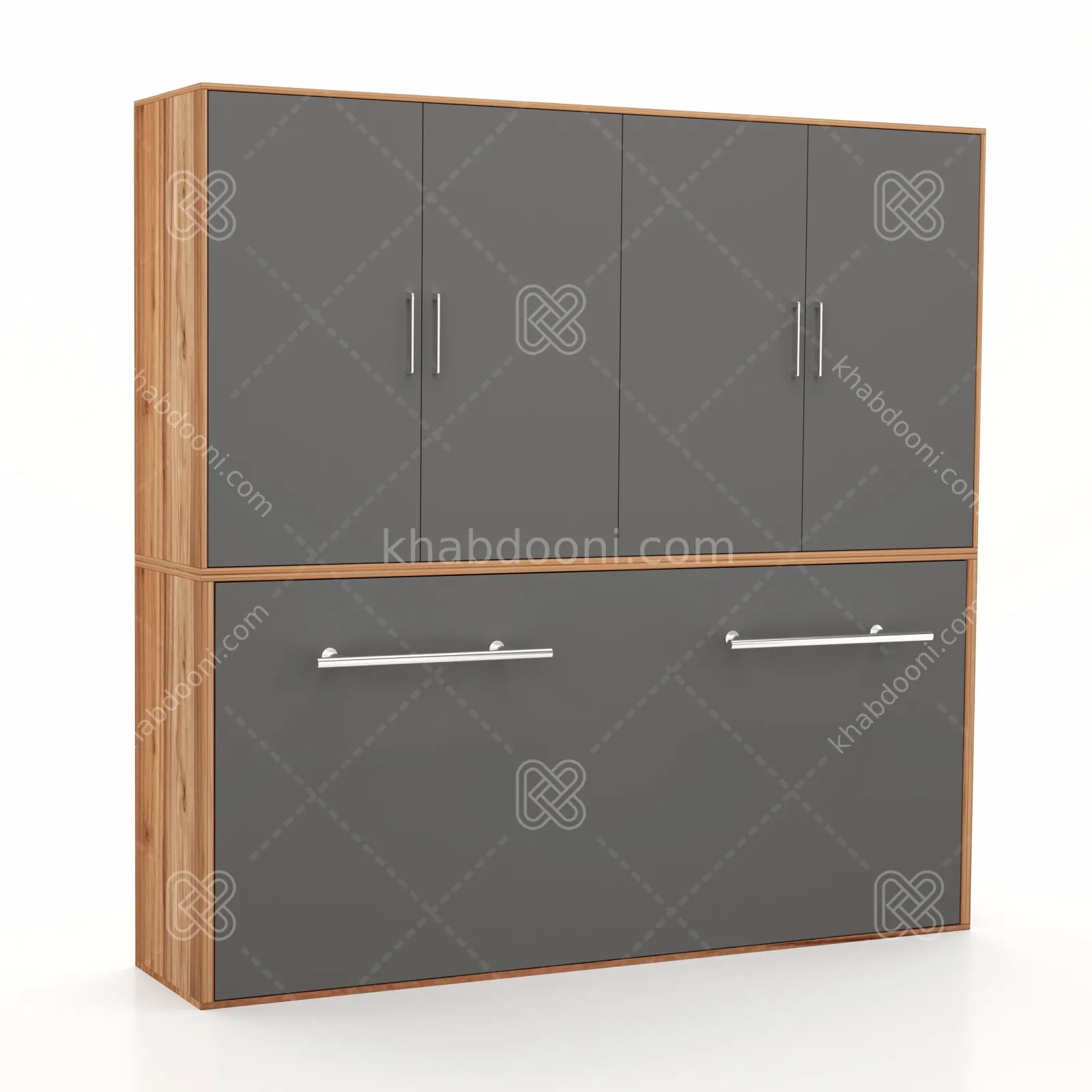 تخت تاشو افقی تک نفره طول 215 کد 123 نوک مدادی گردویی