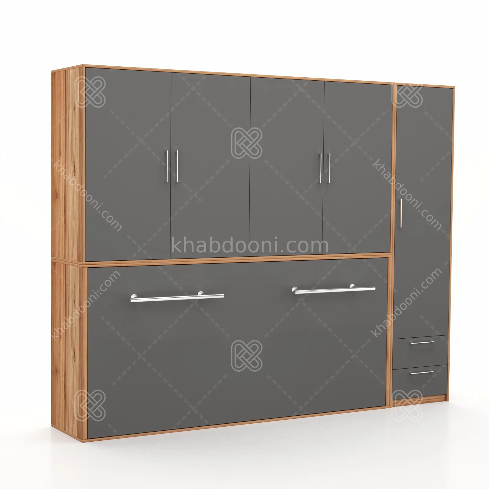 تخت تاشو افقی تک نفره طول 265 کد 125 نوک مدادی گردویی