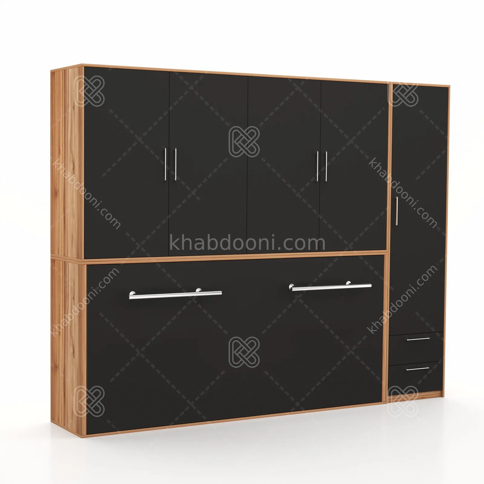 تخت تاشو افقی تک نفره طول 265 کد 125 مشکی گردویی