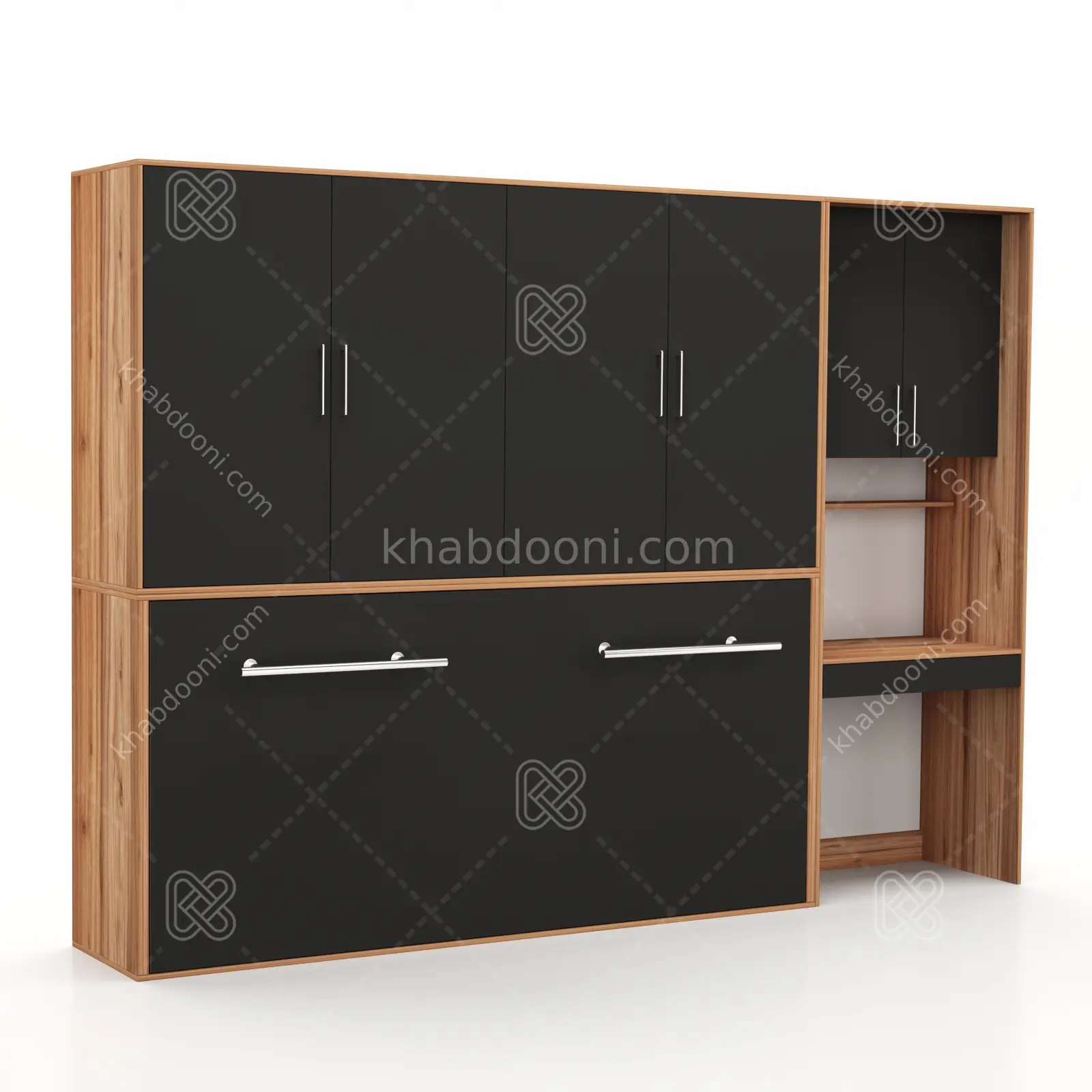 تخت تاشو افقی تک نفره طول 300 کد 126 مشکی گردویی