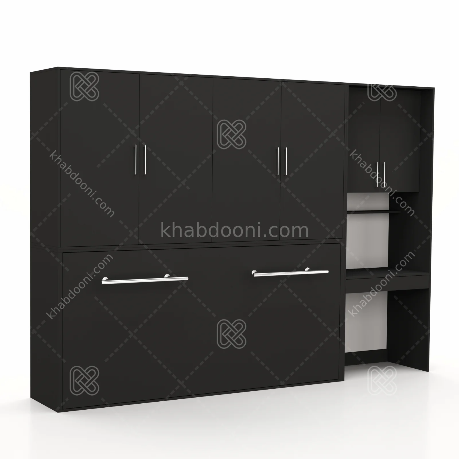 تخت تاشو افقی تک نفره طول 300 کد 126 مشکی